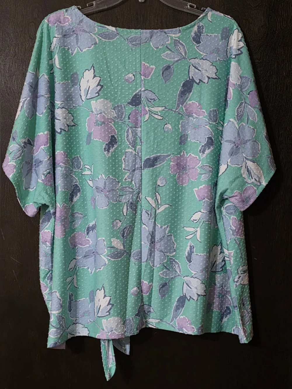 Ruby Rd. Pastel Colors Floral Tie-Hem Short Sleeve Top Women's Size 3X - Picture 5 of 10